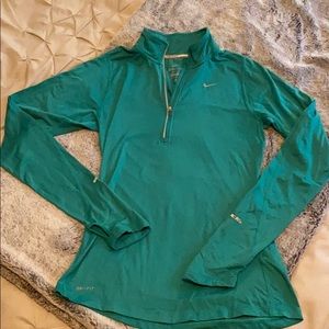 Green long sleeve dry fit Nike 1/4th zip